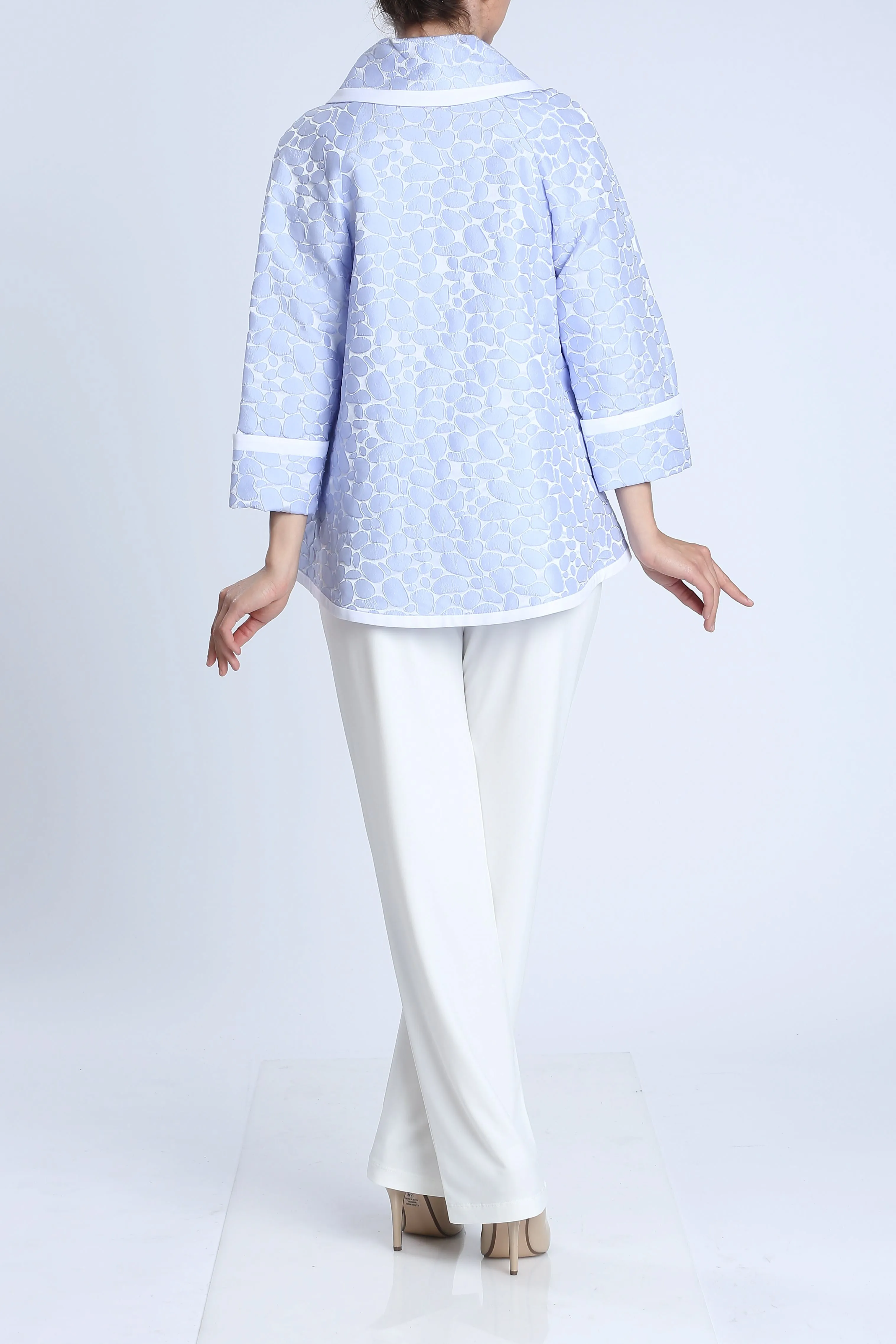 Sky Blue Jacquard High-Low Jacket