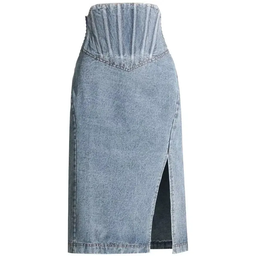 The Shelby High Waist Denim Skirt