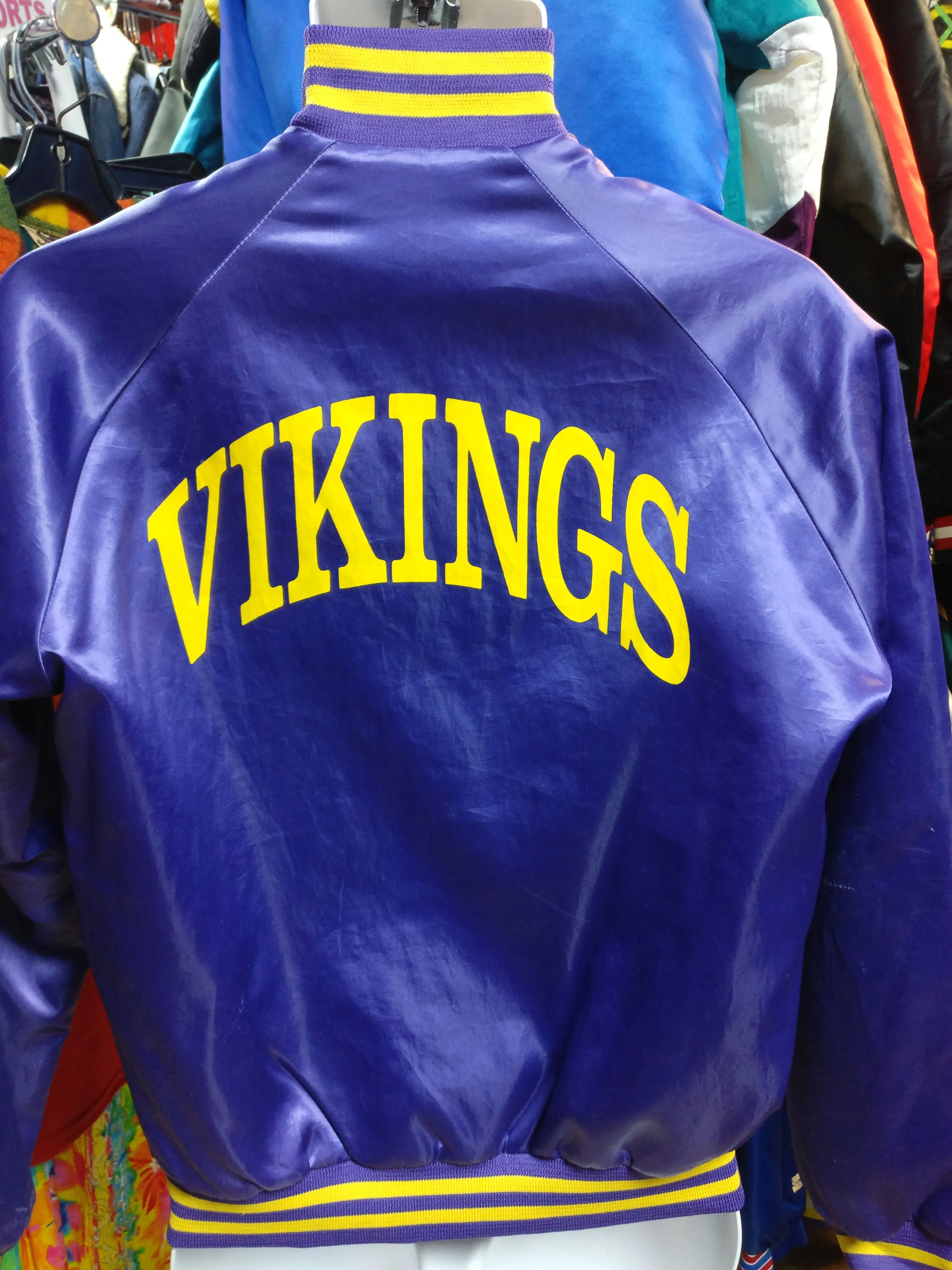 Vintage 80s MINNESOTA VIKINGS NFL Back Print Chalk Line Jacket S