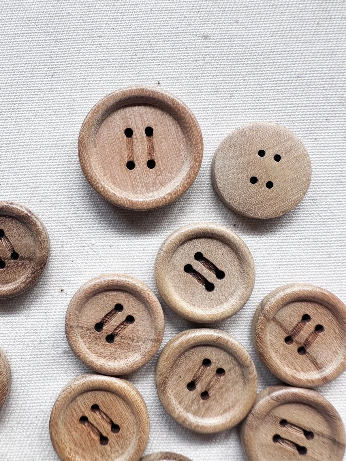 Vintage Wooden Buttons with Thread Groove