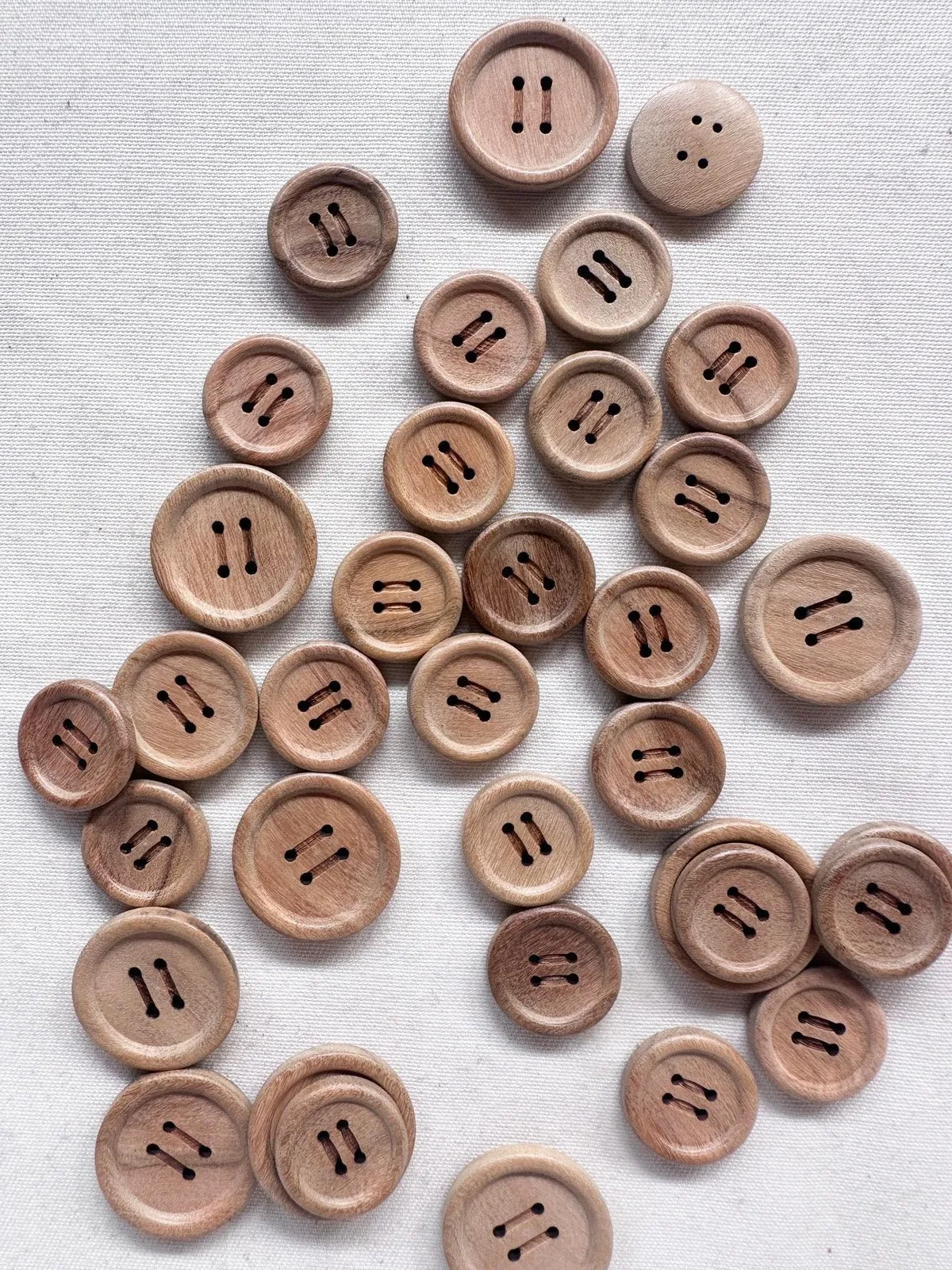 Vintage Wooden Buttons with Thread Groove