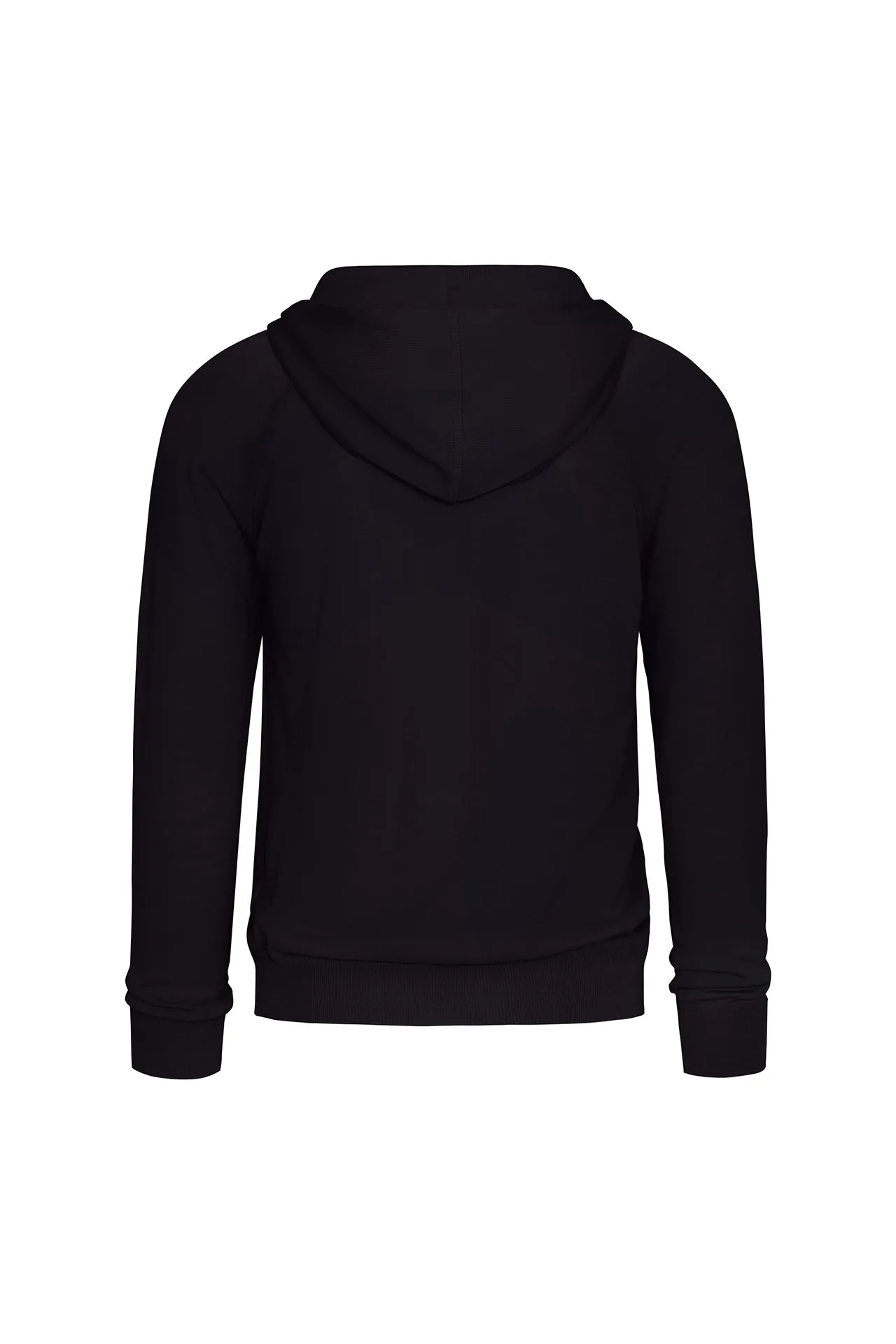 Wool Traveler Knit Zip-Front Hooded Sweater in Midnight